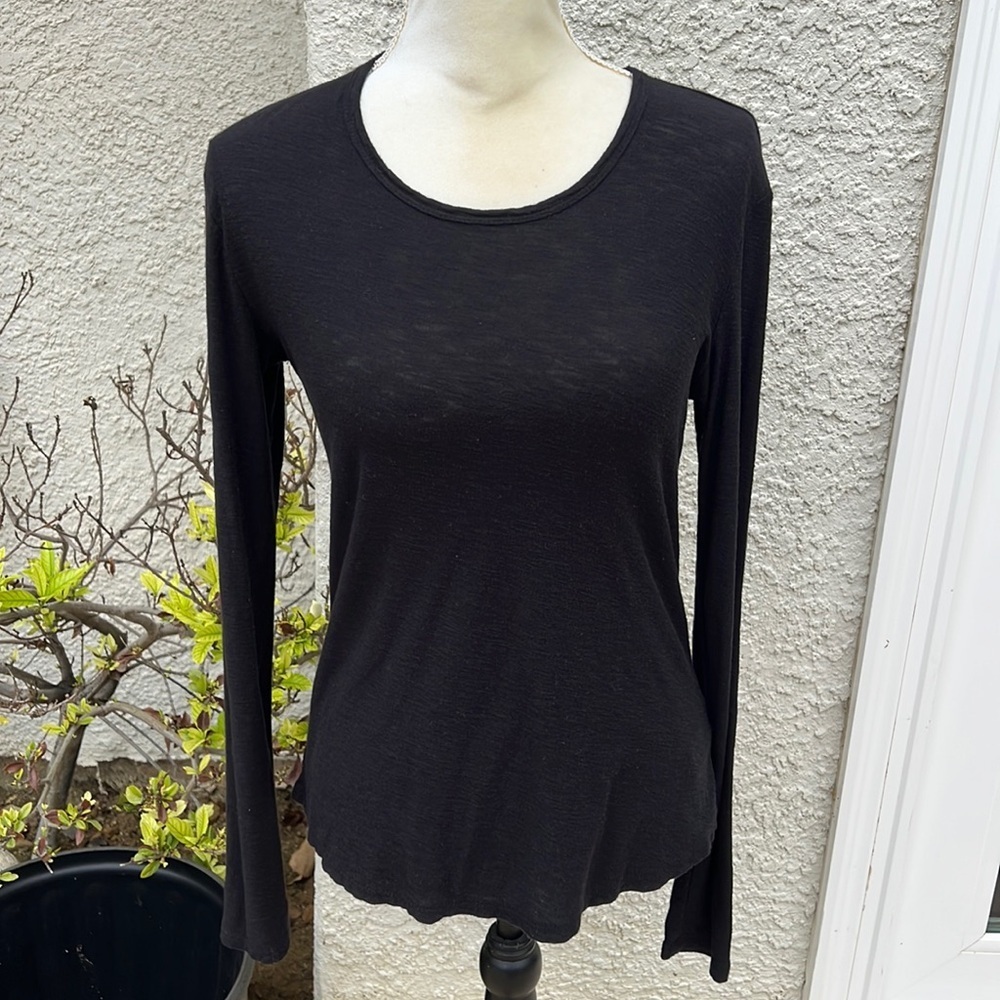 James Perse Women's Standard Long Sleeve Black Shirt Size 1 (S)